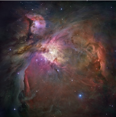 M42 The Great Orion Nebula is a spectacular emission nebula visible with the naked eye (credit:- NASA, ESA, M. Robberto, Space Telescope Science Institute)