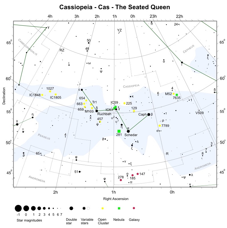 Cassiopeia Star Chart (credit:- freestarcharts)