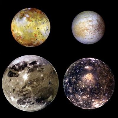 Io, Europa, Ganymede and Callisto (credit:- NASA) 