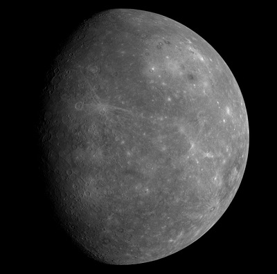 Mercury as seen by the MESSENGER space probe (credit:- freestarcharts)