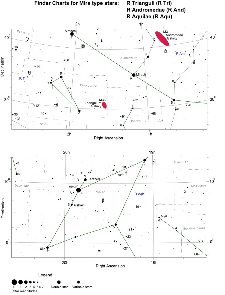R Tri, R And and R Aqu finder star charts