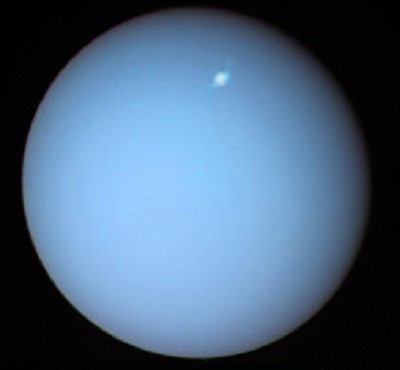 Uranus as imaged by the Hubble Space Telescope (credit:- HST/NASA/ESA/Lamy)