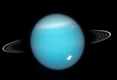 Uranus as seen by the Hubble Space Telescope in 2005 (NASA/ESA/M. Showalter/SETI Institute)