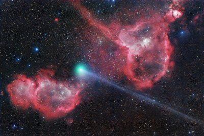 Comet Jacques (C/2014 E2) and the Heart & Soul Nebulae (Michael Jaeger)