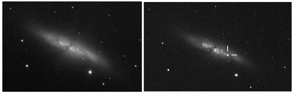 M82 before and after supernova SN 2014J was discovered (UCL/University of London Observatory/Steve Fossey/Ben Cooke/Guy Pollack/Matthew Wilde/Thomas Wright)